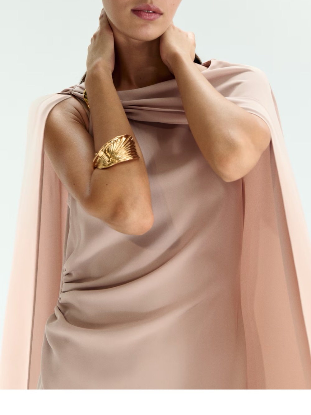H&M special occasion wedding / party Pink Draped cape Maxi Dress - Picture 3 of 7